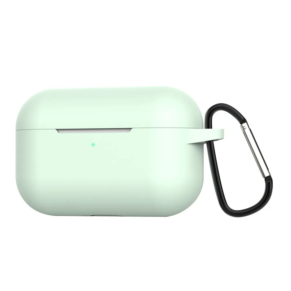 Blue silicone wallet case for AirPods Pro Bluetooth earbuds with solid colour design