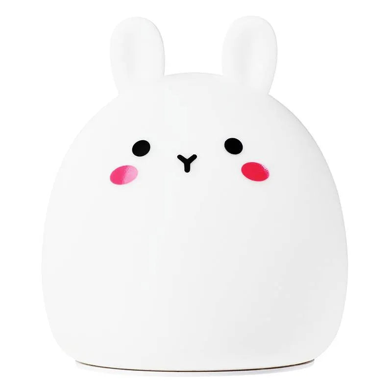 Cartoon rabbit silicone night light with colour-changing LED, 102mm by 110mm, USB rechargeable