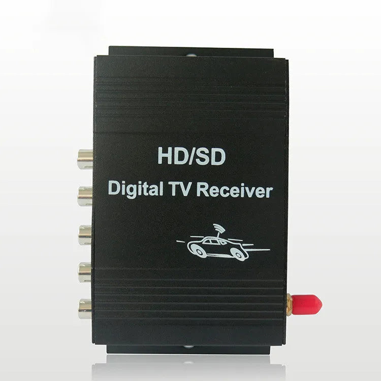 Black digital TV set-top box with AV and TV interfaces, compact size for car DVD connection