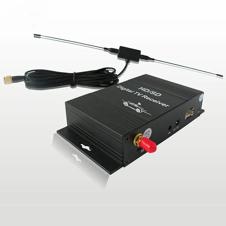 Black digital TV set-top box with AV and TV interfaces, compact size for car DVD connection