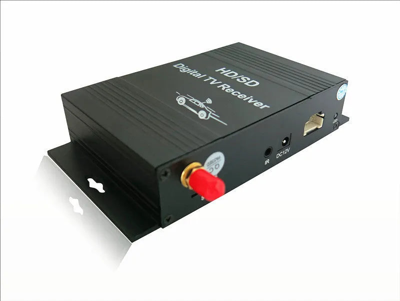 Black digital TV set-top box with AV and TV interfaces, compact size for car DVD connection