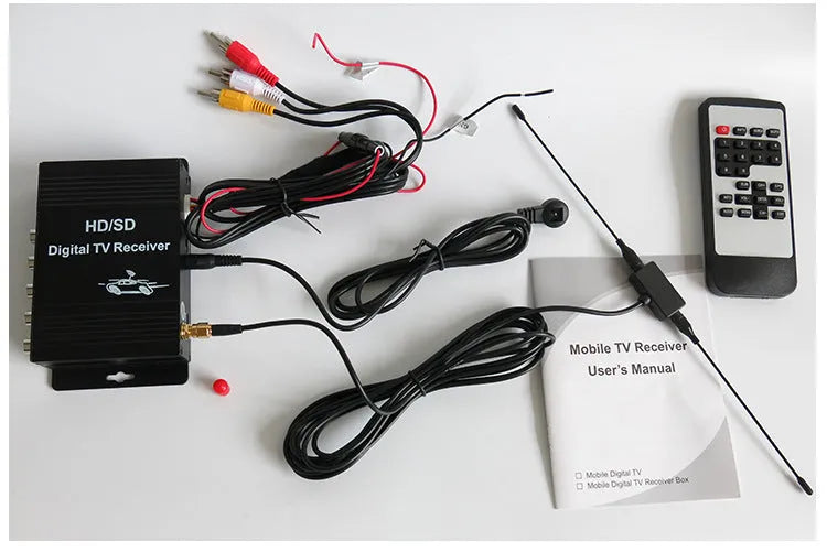 Black digital TV set-top box with AV and TV interfaces, compact size for car DVD connection