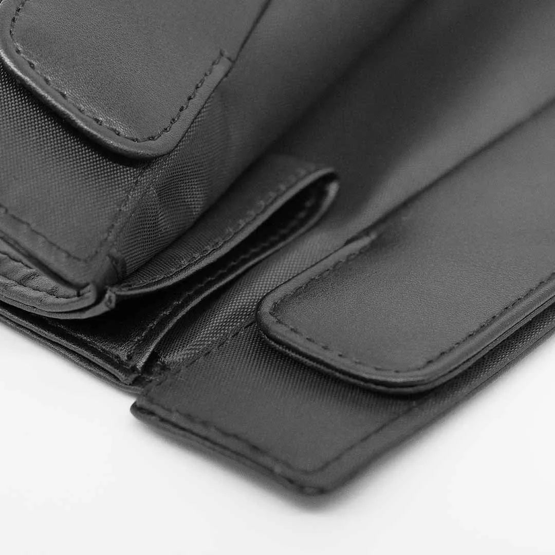 Black PVC car trash bag with magnetic closure, 360x290x45mm, for in-car suspension