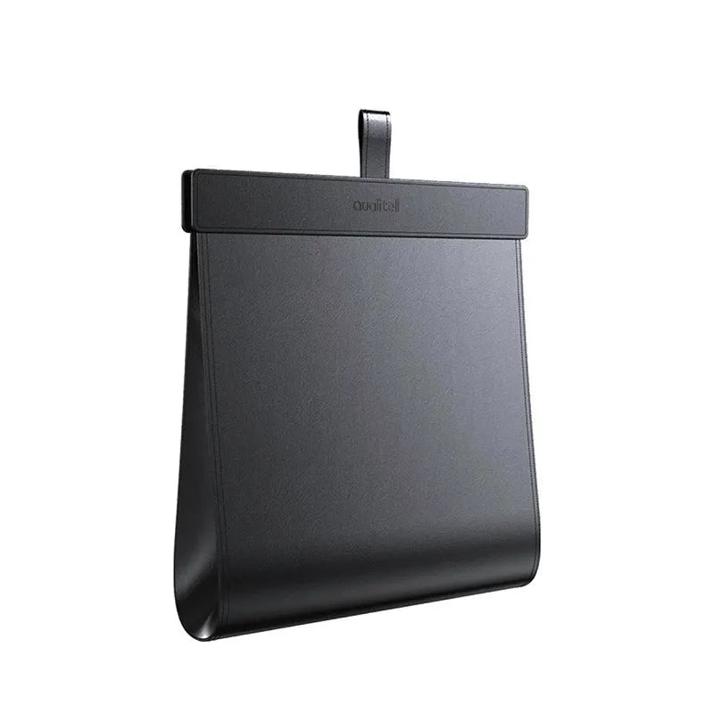 Black PVC car trash bag with magnetic closure, 360x290x45mm, for in-car suspension