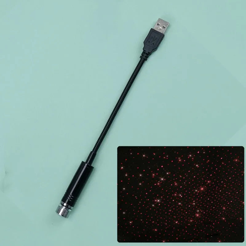 Mini LED car roof star night lights projector light with metal finish, available in red or purple