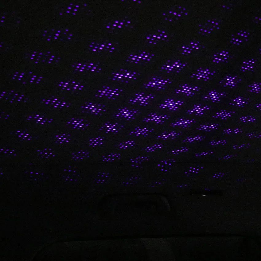 Mini LED car roof star night lights projector light with metal finish, available in red or purple