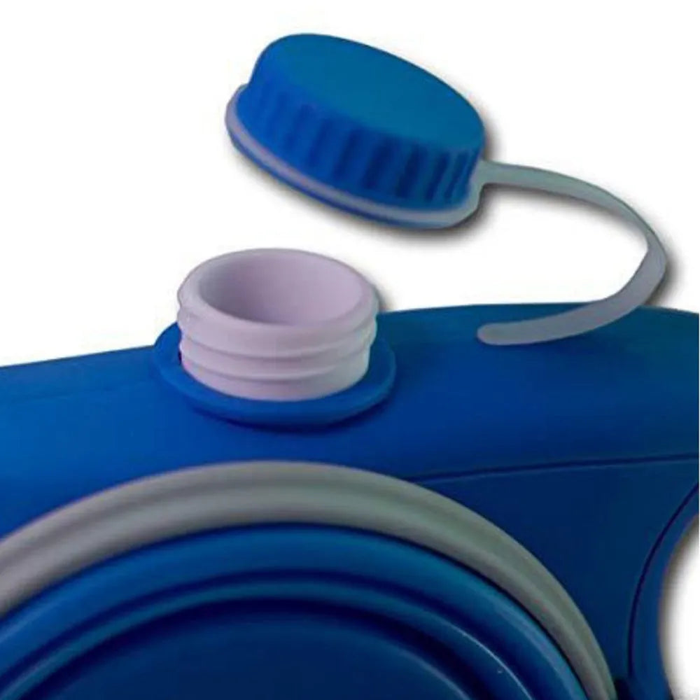 Retractable dog lead in blue, black or red with silicone folding bowl, 22x16x5.5cm