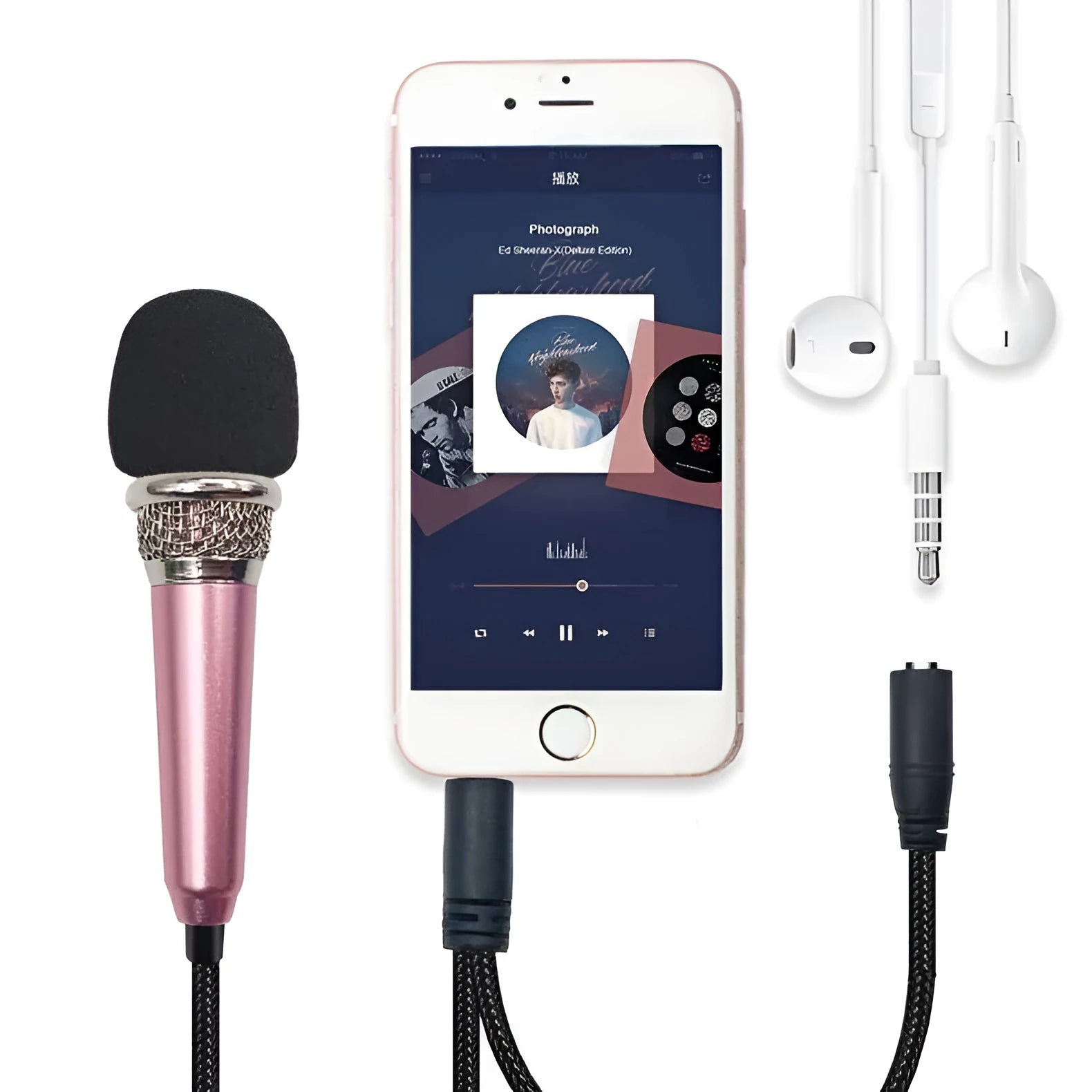 T3 Mini wired condenser microphone with 3.5mm jack in blue, gold, red, and silver colour options