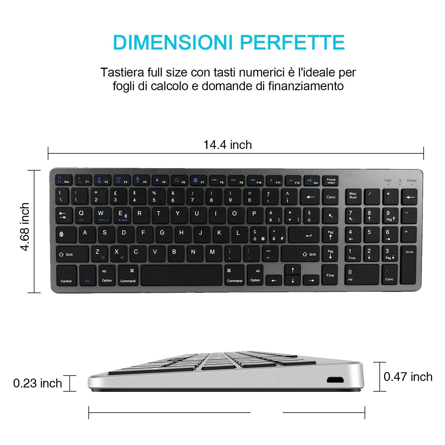Ultra-thin Bluetooth keyboard for tablets and mobile phones with 104 keys