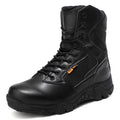 Men's waterproof army outdoor boots with polyurethane upper and lace-up fastening, shown in yellow, black or beige, sizes 39 to 47