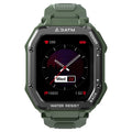 Outdoor sports smart watch with 1.69-inch screen and silicone wristband in army green colour