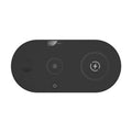 Black and white desktop wireless charger with USB cable and indicator light