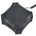 Compact black or blue waterproof portable Bluetooth speaker with wrist strap