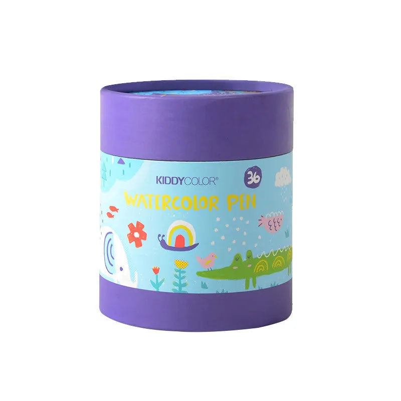 Children's washable brush pen set with plastic barrel watercolour pens in 36 or 48 colour options