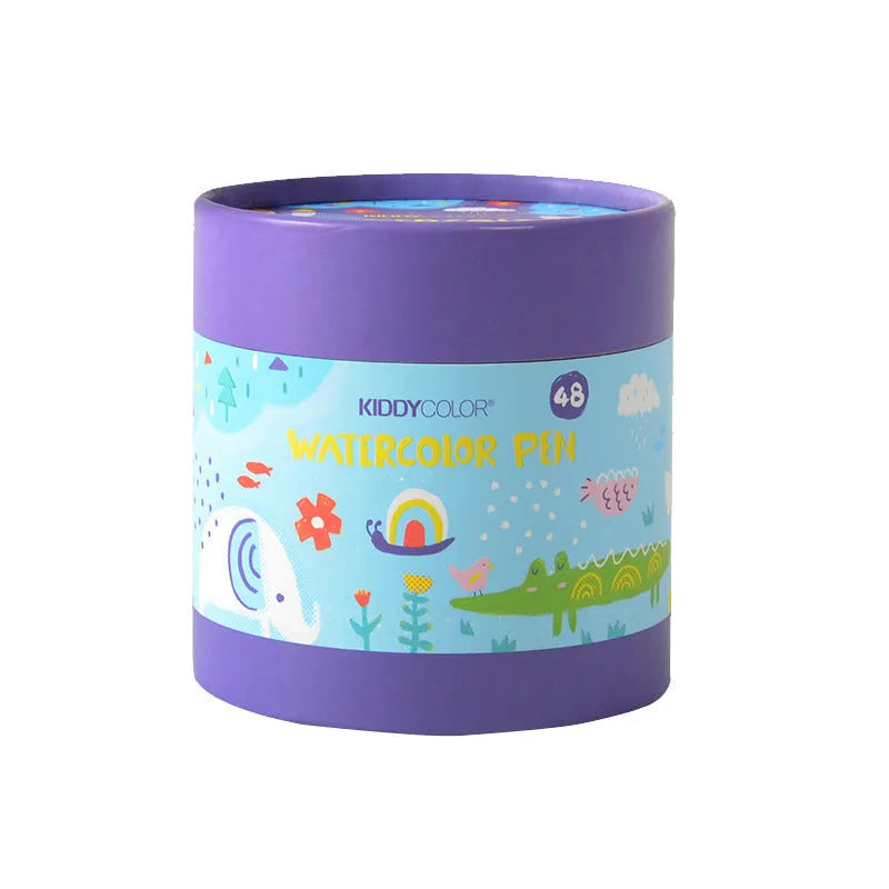 Children's washable brush pen set with plastic barrel watercolour pens in 36 or 48 colour options
