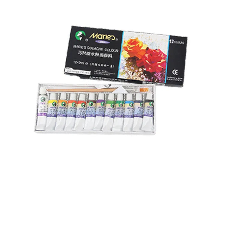 Boxed set of Marley gouache paint tubes in 12ml size, showing multiple colour options