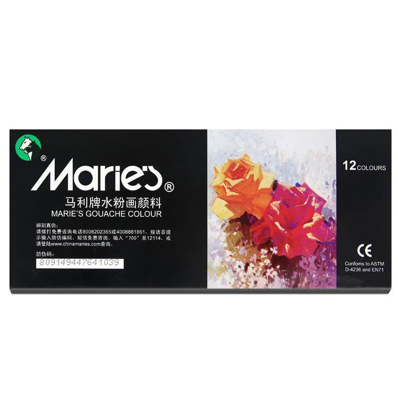 Boxed set of Marley gouache paint tubes in 12ml size, showing multiple colour options
