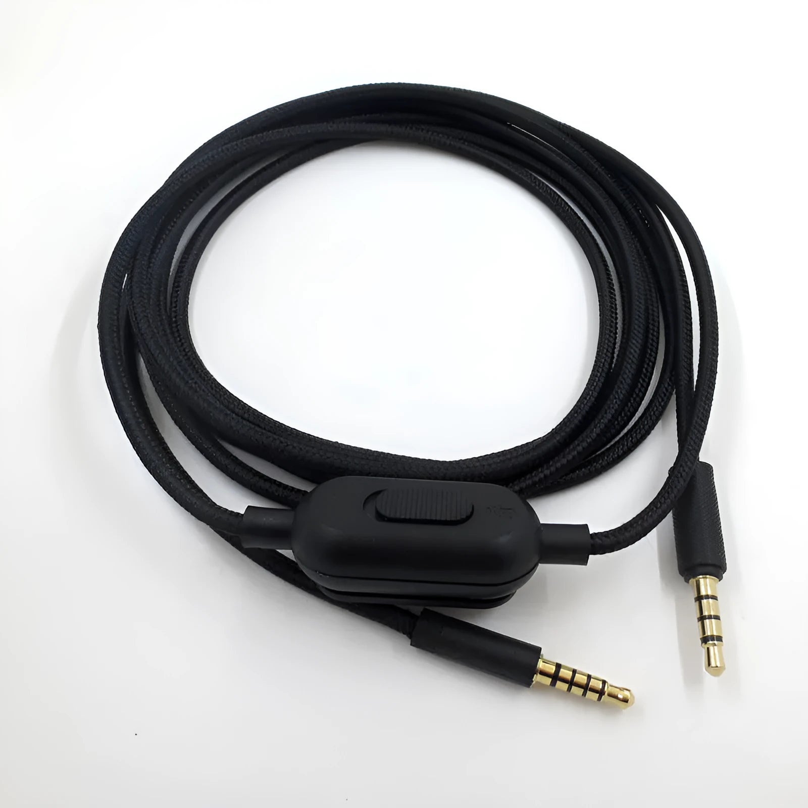 Black universal audio cable for gaming headsets with bare copper wire core