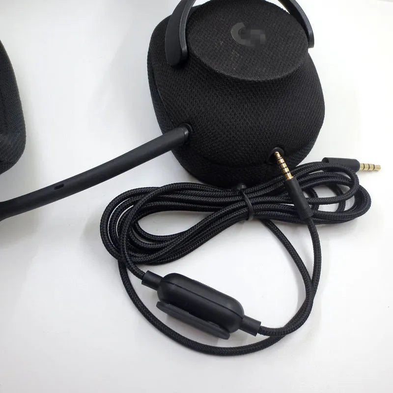 Black universal audio cable for gaming headsets with bare copper wire core
