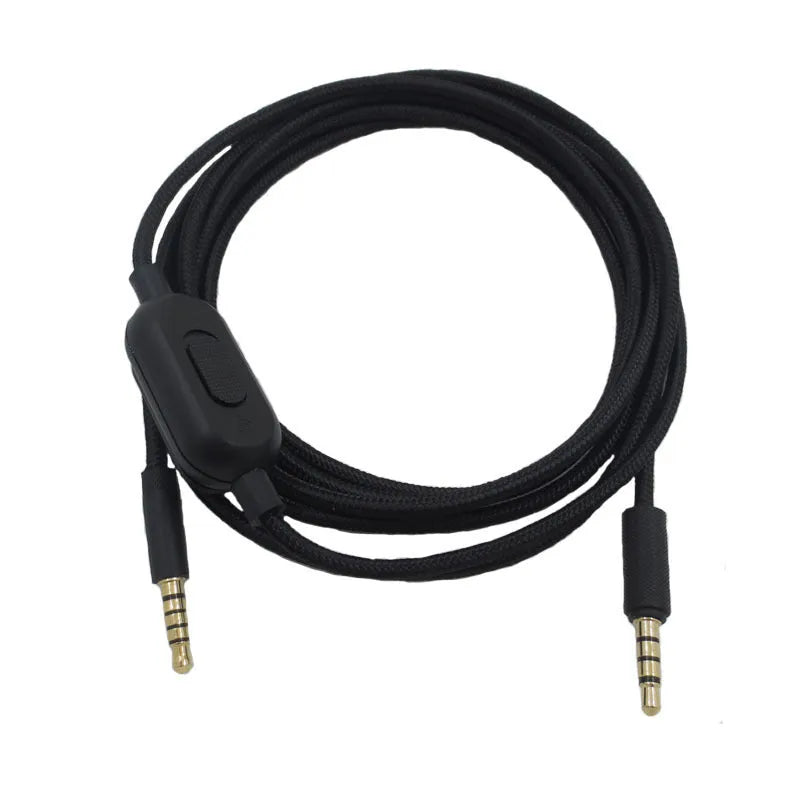Black universal audio cable for gaming headsets with bare copper wire core