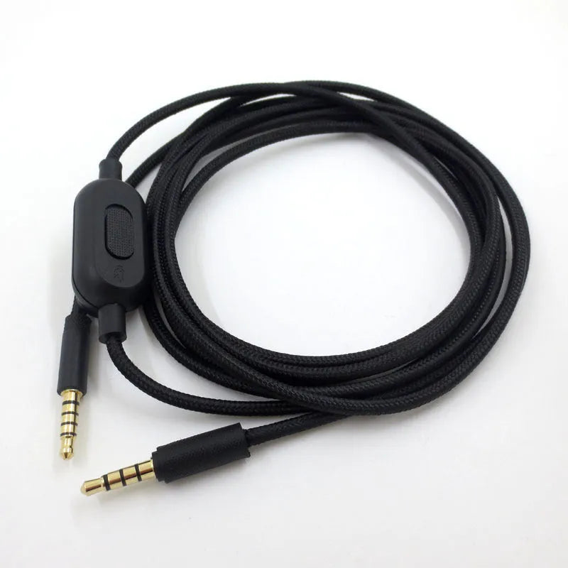Black universal audio cable for gaming headsets with bare copper wire core