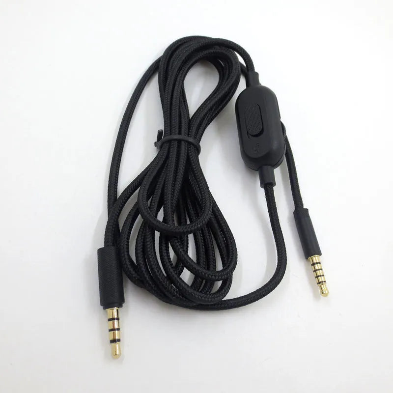 Black universal audio cable for gaming headsets with bare copper wire core
