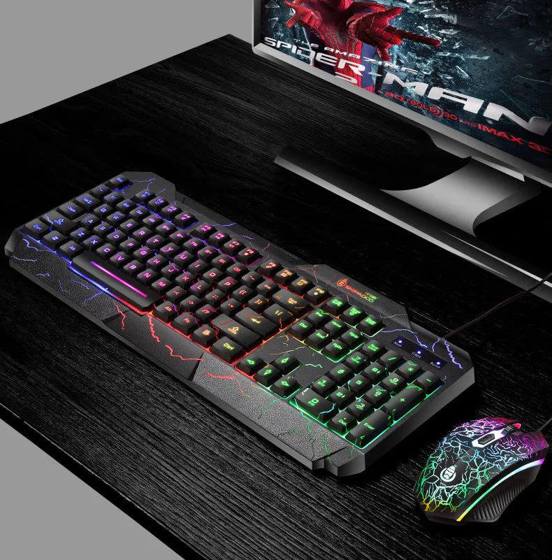 4D wired gaming keyboard and mouse set with USB, 2400dpi optical mouse, backlight, 1.5m cable, SET1 or SET2 colour