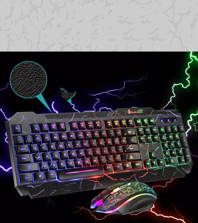 4D wired gaming keyboard and mouse set with USB, 2400dpi optical mouse, backlight, 1.5m cable, SET1 or SET2 colour