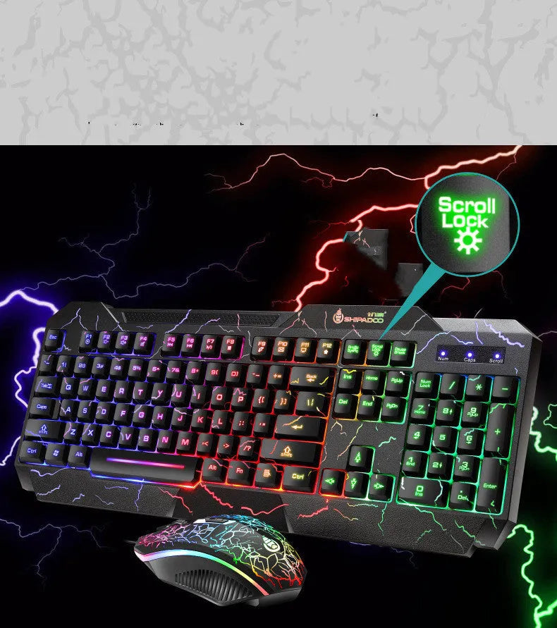 4D wired gaming keyboard and mouse set with USB, 2400dpi optical mouse, backlight, 1.5m cable, SET1 or SET2 colour