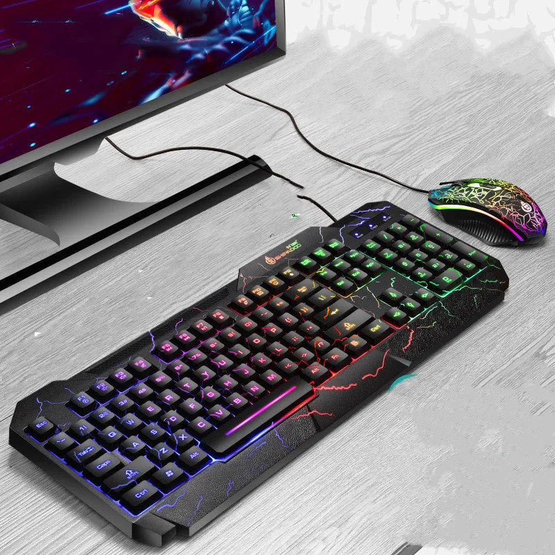 4D wired gaming keyboard and mouse set with USB, 2400dpi optical mouse, backlight, 1.5m cable, SET1 or SET2 colour