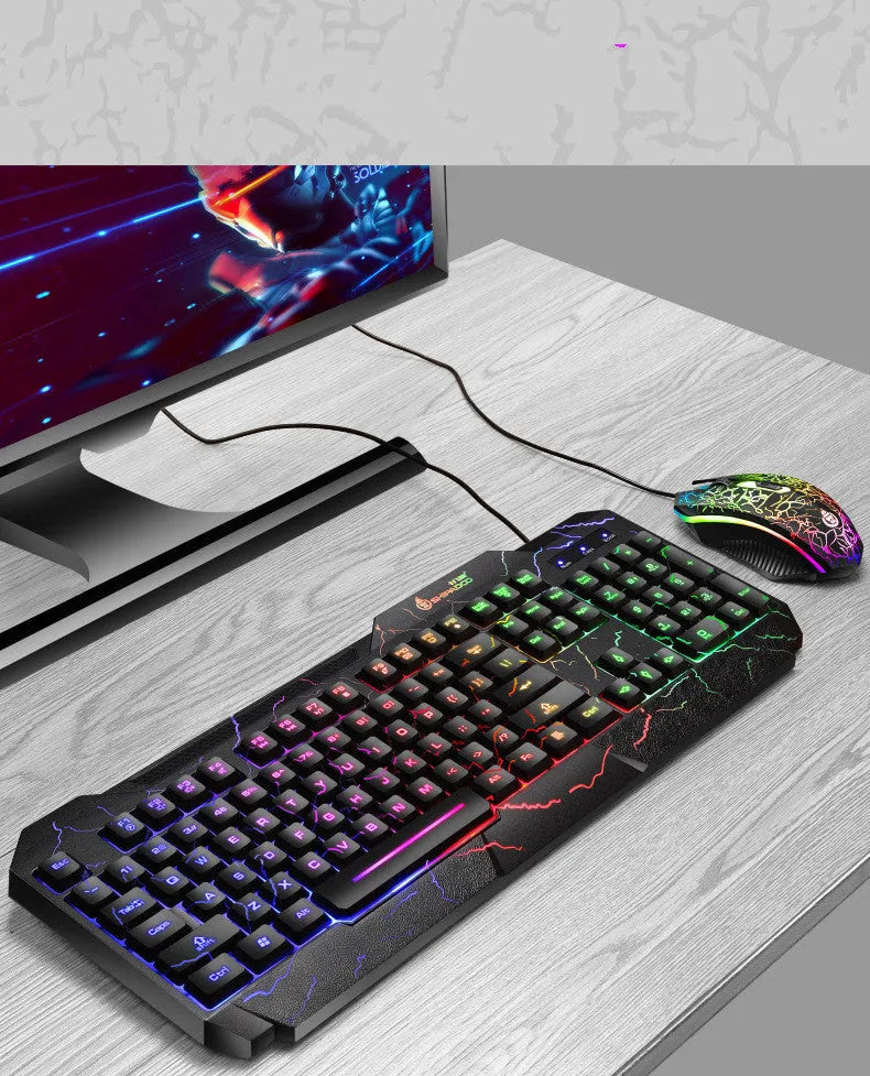 4D wired gaming keyboard and mouse set with USB, 2400dpi optical mouse, backlight, 1.5m cable, SET1 or SET2 colour