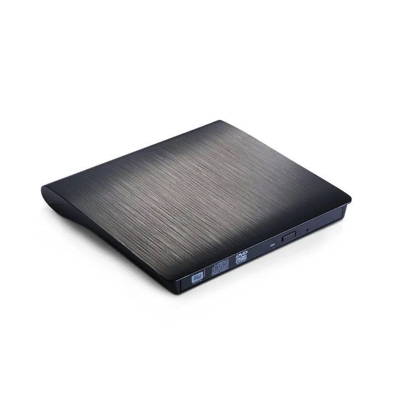 Black external USB DVD burner for laptop and notebook, 138x135x39mm, 24X read speed