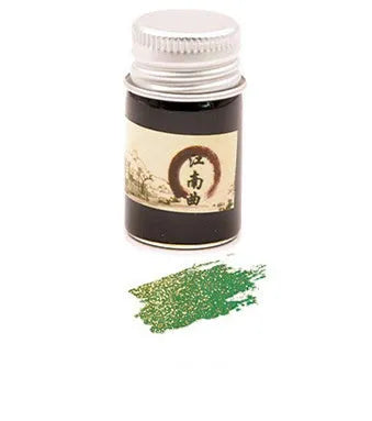 Six bottles of antiquity dipping pen ink in solar term colours with aluminium caps
