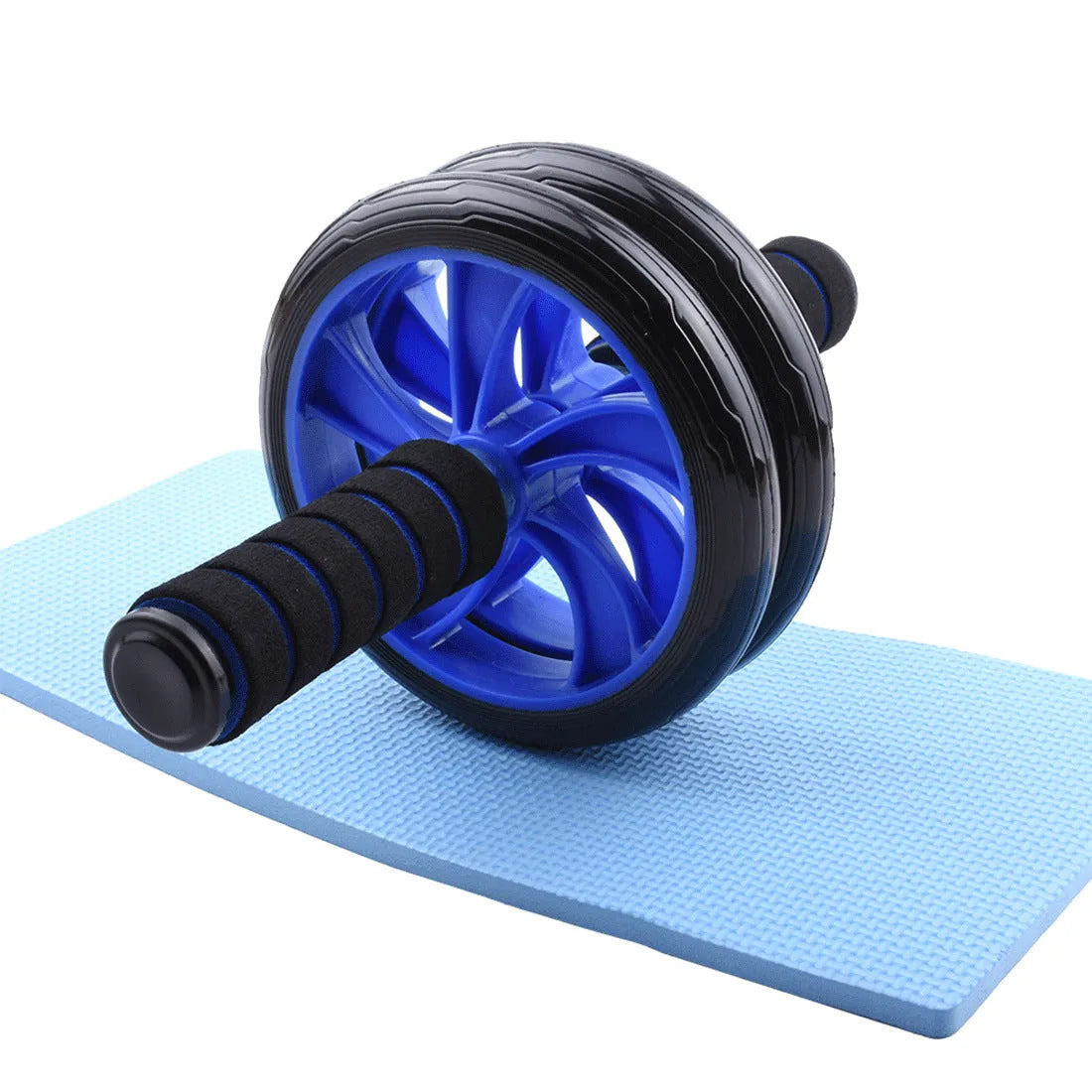 Multifunctional 6-piece abdominal wheel set with push-up bars, hand grippers, knee pad, and rope in blue colour