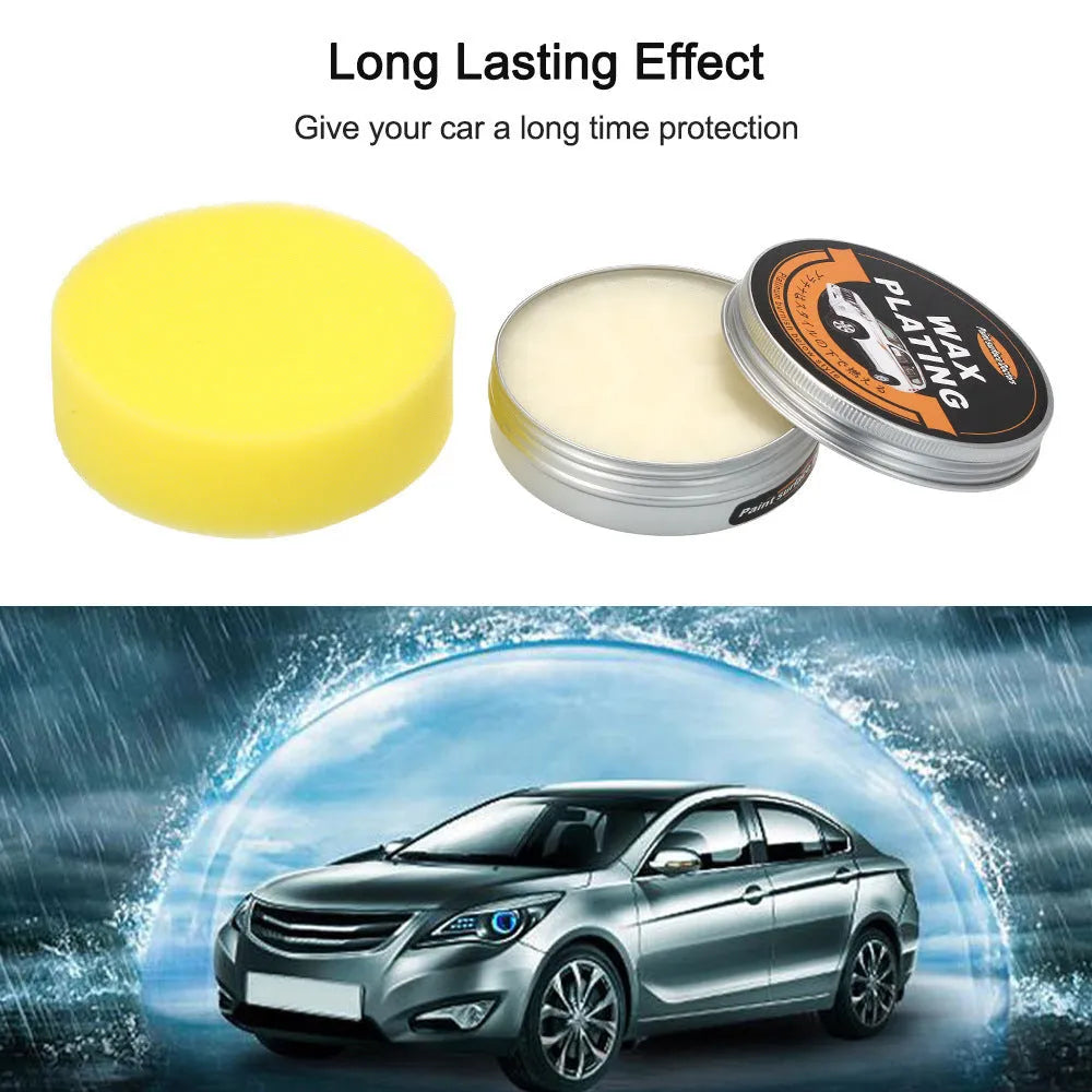 Car polishing and scratch repair kit with solid cream wax in silver colour option