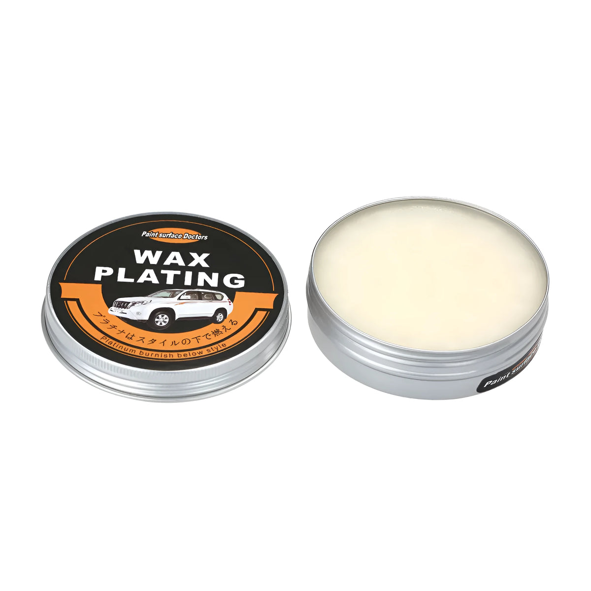 Car polishing and scratch repair kit with solid cream wax in silver colour option