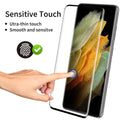 Samsung Galaxy S21 Ultra tempered glass screen protector showing 3D curved edges and clarity.