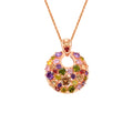 Geometric copper necklace with zircon stones in rose gold finish for women