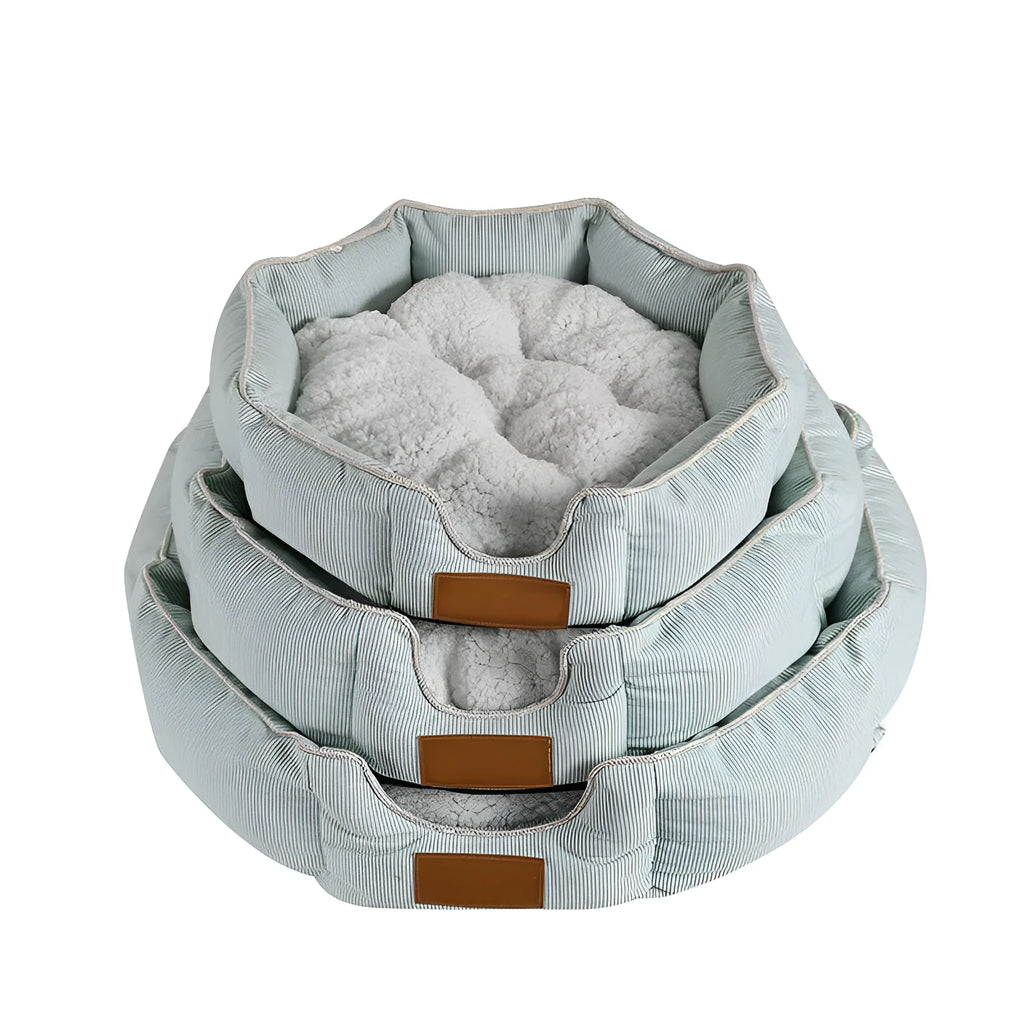 Blue winter pet cotton nest mat for cats and dogs, soft cloth bed with size options S and M