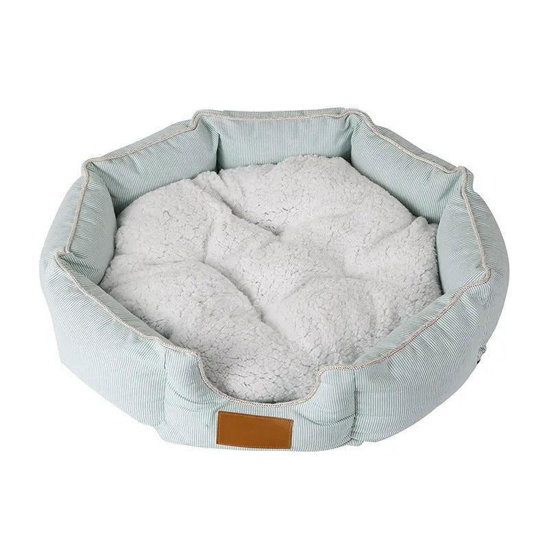 Blue winter pet cotton nest mat for cats and dogs, soft cloth bed with size options S and M