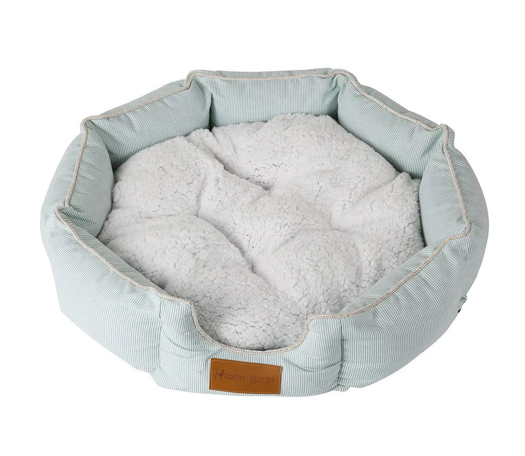 Blue winter pet cotton nest mat for cats and dogs, soft cloth bed with size options S and M
