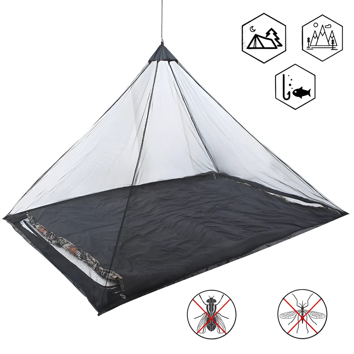 Portable foldable mesh mosquito net tent, 220cm x 120cm x 100cm, 325g, in black or army green