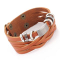 Men's multilayer braided wristband bracelet in brown or black colour options
