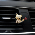 Retro cute kitten car ornament air freshener fragrant cotton metal 29mm grey gold