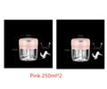 Wireless mini baby food processor in pink with USB charging, 304 stainless steel blade, 100ml or 250ml capacity