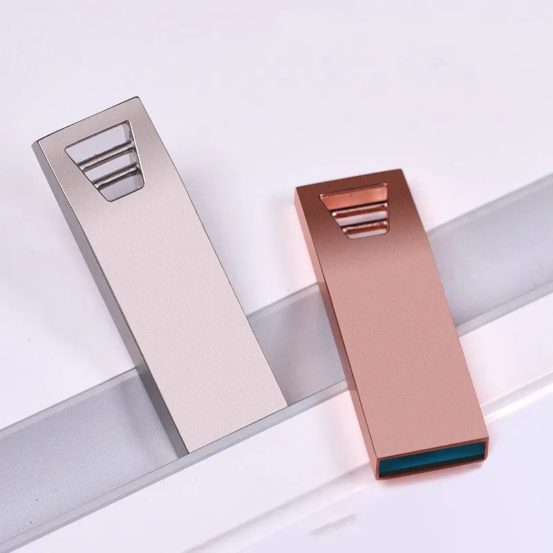 Customised creative metal USB flash drive in pink and silver colour options with compact design