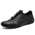 All-match men's lazy driving shoe covers in round toe, flat heel, rubber sole, leather inside, black colour, sizes 38-44