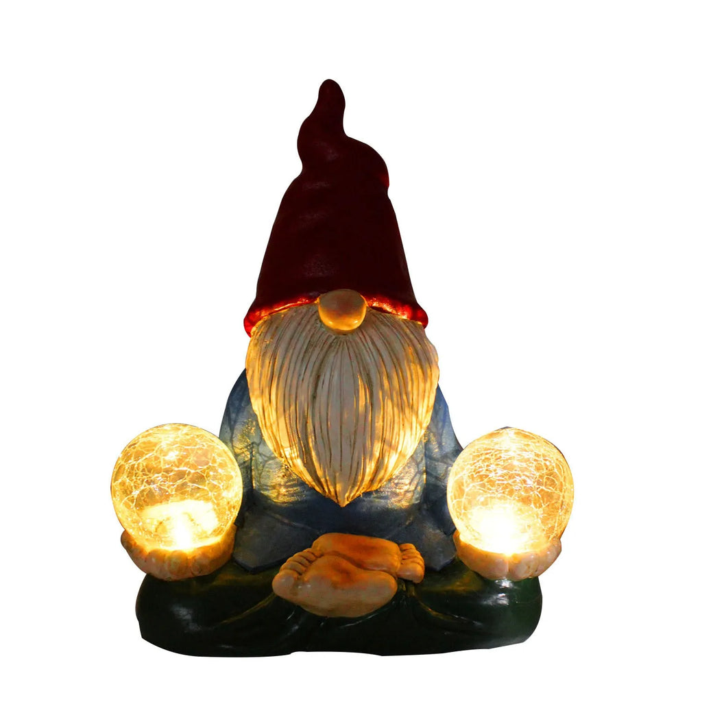 Solar LED resin garden statue of faceless old man dwarf measuring 27cm for outdoor decoration