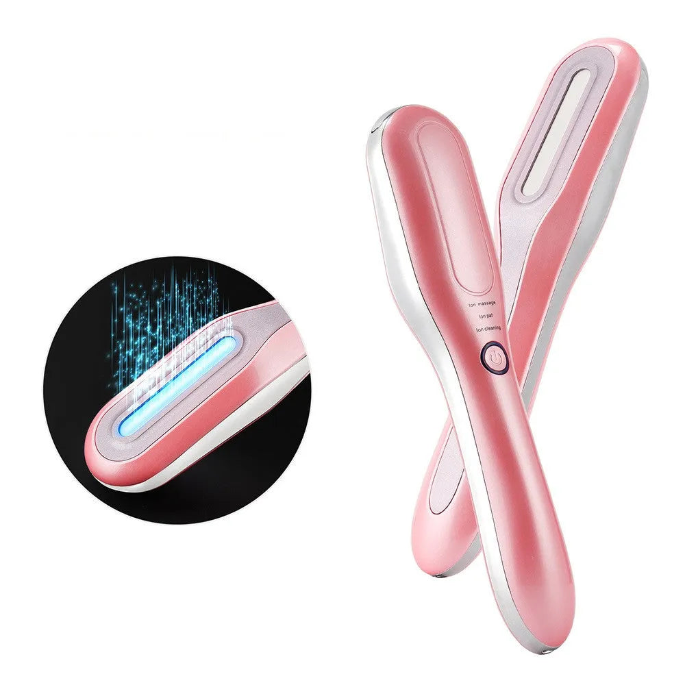Pink plasma beauty instrument with ABS body and USB cable for home cleansing and acne rejuvenation
