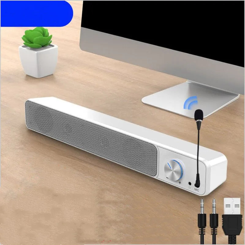 G18 black and white desktop computer speakers with wired connection and ABS PC plastic housing